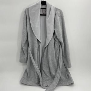 UGG Grey Blanche Fleece Self Tie Mid Thigh Robe Womens Large